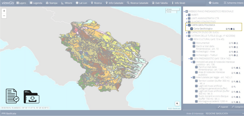 Carta Geolitologica – Pubblicazione metadati e download strato informativo